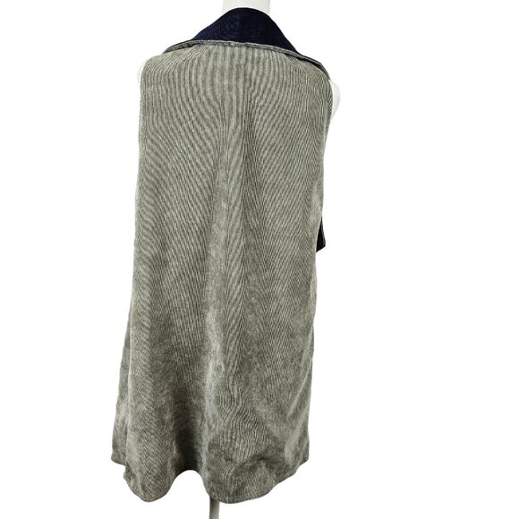 Womens Reversible Cardigan Vest Two Tone Blue Gray Boho Normcore Casual Workwear - Picture 7 of 16